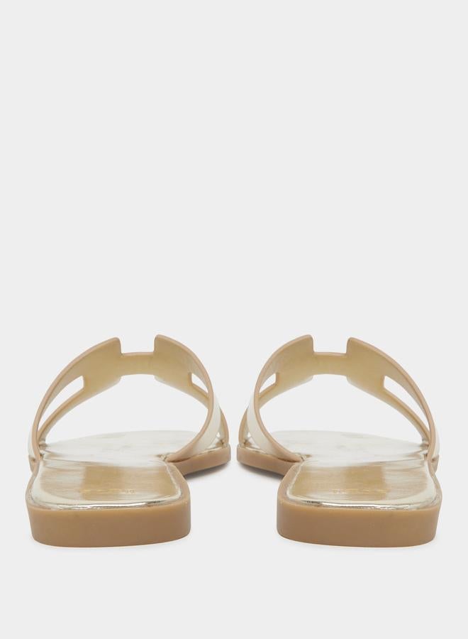 Styli Gold Slip On Flat Sandals - Image 4